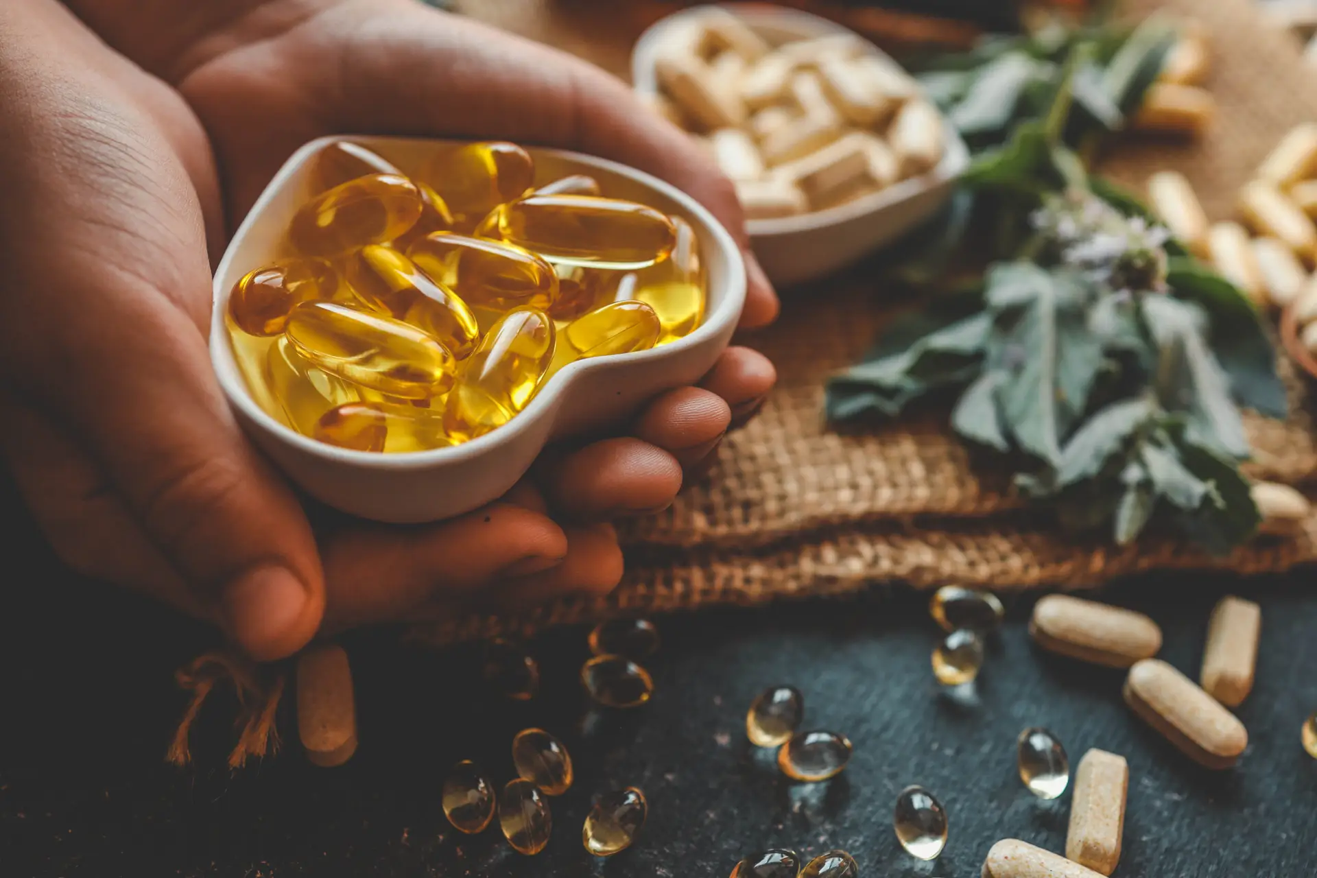 supplements in hands